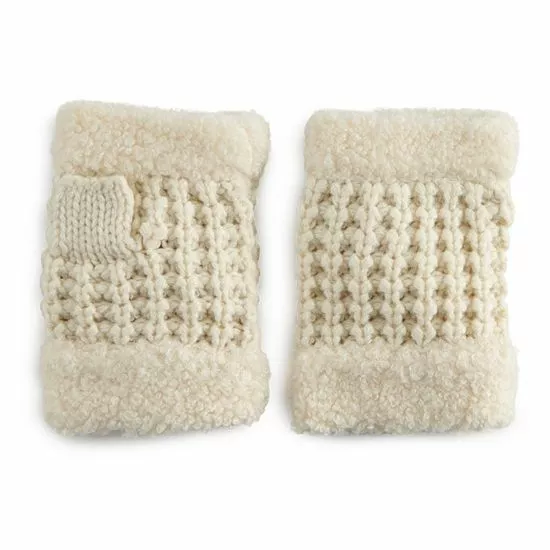 Women's Koolaburra By UGG Sherpa Knit Fingerless Gloves Ivory 4 Women's Koolaburra By UGG Sherpa Knit Fingerless Gloves Ivory - Image 4