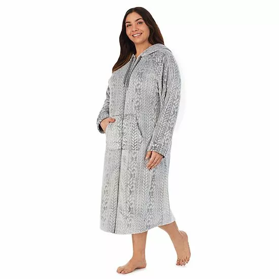 Plus Size Koolaburra By UGG Plush Hooded Zip Robe With Kangaroo Pocket Castlerock Grey 3 Plus Size Koolaburra By UGG Plush Hooded Zip Robe With Kangaroo Pocket Castlerock Grey - Image 3