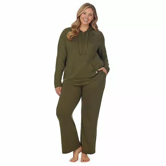 Plus Size Koolaburra By UGG Sweater Knit Pajama Top & Wide Leg Pajama Pants Set Olive 5 Plus Size Koolaburra By UGG Sweater Knit Pajama Top & Wide Leg Pajama Pants Set Olive - Image 5