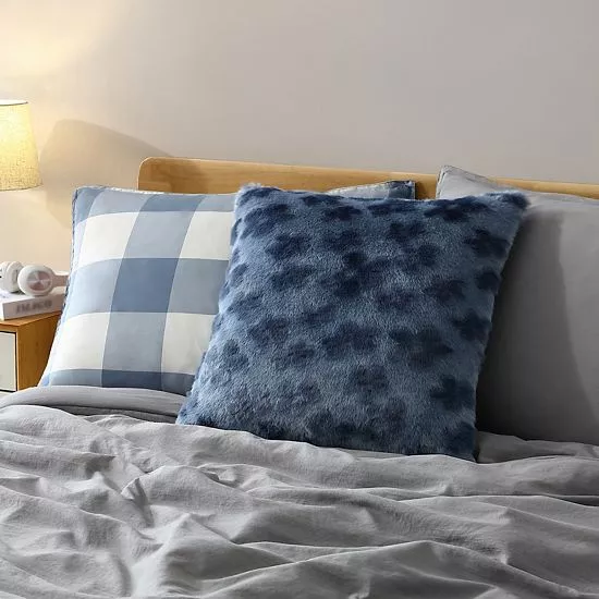 Koolaburra By UGG Fleur Faux Fur Throw Pillow Aqua Gray 2 Koolaburra By UGG Fleur Faux Fur Throw Pillow Aqua Gray - Image 2