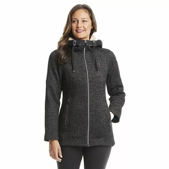 Women's Koolaburra By UGG Hooded Fleece Coat Salt Pepper 6 Women's Koolaburra By UGG Hooded Fleece Coat Salt Pepper - Image 6