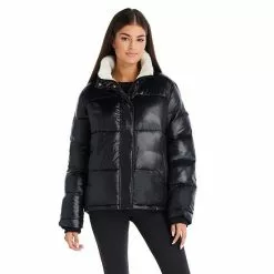 Women's Koolaburra By UGG Sherpa-Trim Puffer Jacket Black -Koolaburra by UGG shop unnamed file 460