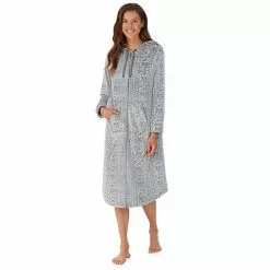 Women's Koolaburra By UGG Plush Hooded Zip Robe With Kangaroo Pocket Old Rose