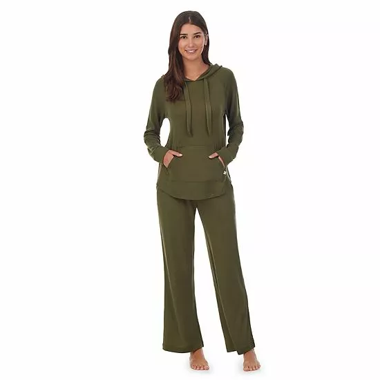 Women's Koolaburra By UGG Sweater Knit Pajama Top & Wide Leg Pajama Pants Set Olive 6 Women's Koolaburra By UGG Sweater Knit Pajama Top & Wide Leg Pajama Pants Set Olive - Image 6
