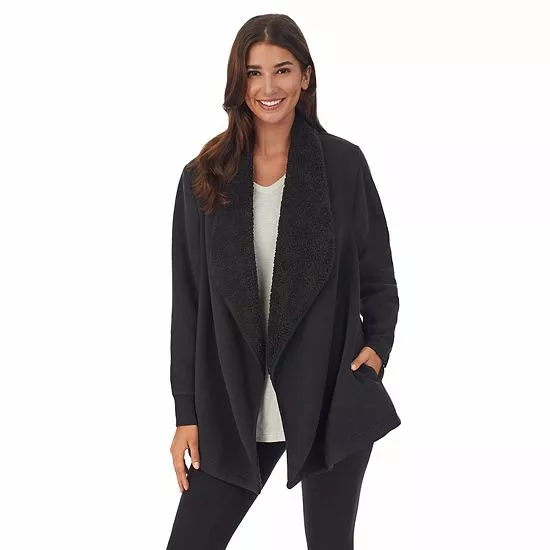 Women's Koolaburra By UGG Microfleece & Sherpa Open Cardigan Blue 4 Women's Koolaburra By UGG Microfleece & Sherpa Open Cardigan Blue - Image 4