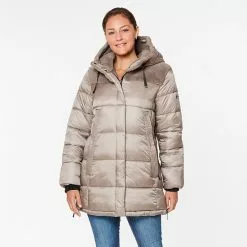 Women's Koolaburra By UGG Hooded Mixed-Media Puffer Jacket Birch -Koolaburra by UGG shop unnamed file 673