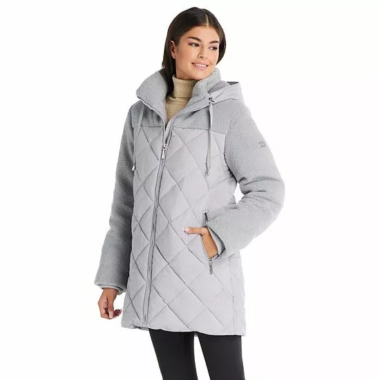 Women's Koolaburra By UGG Mixed-Media Puffer Coat Cloud Blue 3 Women's Koolaburra By UGG Mixed-Media Puffer Coat Cloud Blue - Image 3