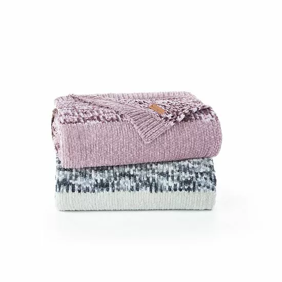 Koolaburra By UGG Aurora Chenille Knit Throw Dark Rose 4 Koolaburra By UGG Aurora Chenille Knit Throw Dark Rose - Image 4