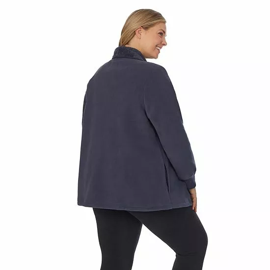 Plus Size Koolaburra By UGG Microfleece & Sherpa Open Cardigan Black 2 Plus Size Koolaburra By UGG Microfleece & Sherpa Open Cardigan Black - Image 2